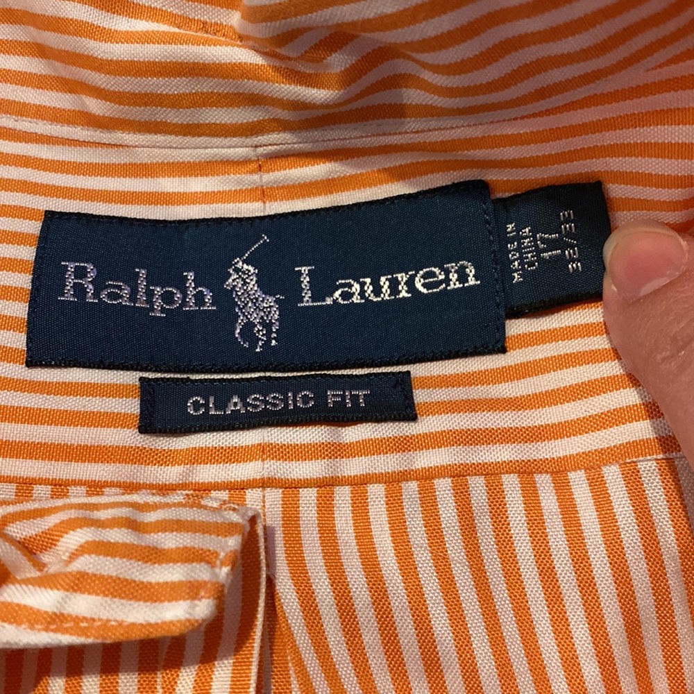 Ralph Lauren men’s orange and white dress shirt in classic fit - Picture 2 of 4